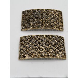 Tip Toe Large Rectangular Gold Tone Floral Victorian Style Shoe Clips